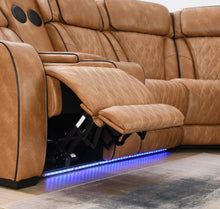 Load image into Gallery viewer, U12 - 3 Piece Power LED Sectional, Power Headrest, Heat, Massage Wireless Charger, And USB - Brown
