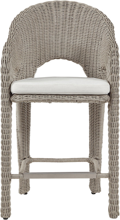 Seacrest - Olefin Water Resistant Fabric And Wicker Outdoor Patio Bar Stool