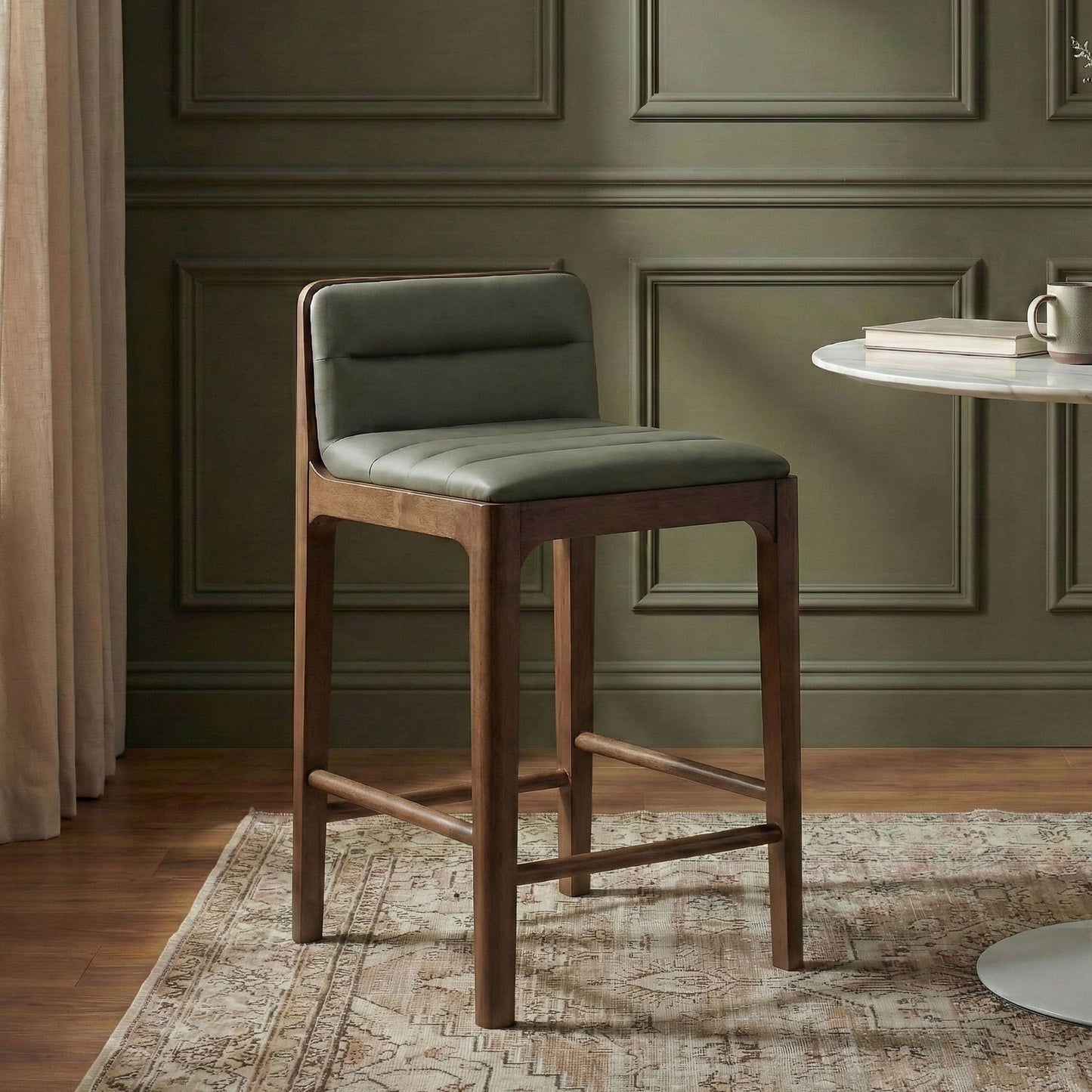 Ellis - Vegan Leather Upholstered Counter Stool (Set of 2) - Brown Base