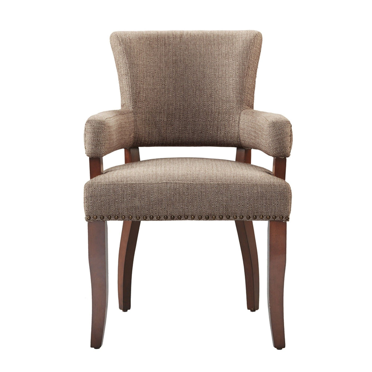 Elegant Arm Dining Chair With Brass Nail Head Detailing - Ego Home Furniture