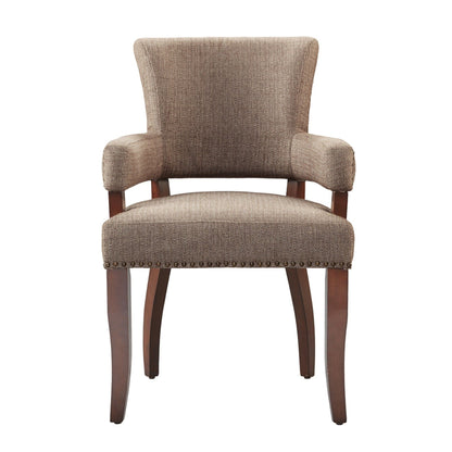 Elegant Arm Dining Chair With Brass Nail Head Detailing - Ego Home Furniture
