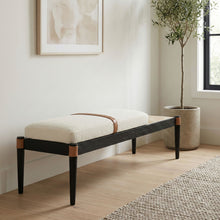 Load image into Gallery viewer, Nara - Linen Textured Fabric Upholstered Bench - Painted Black
