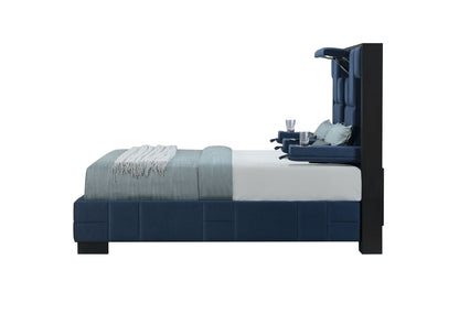 Oscar - Queen Bed Without Wood Trim - Navy Blue