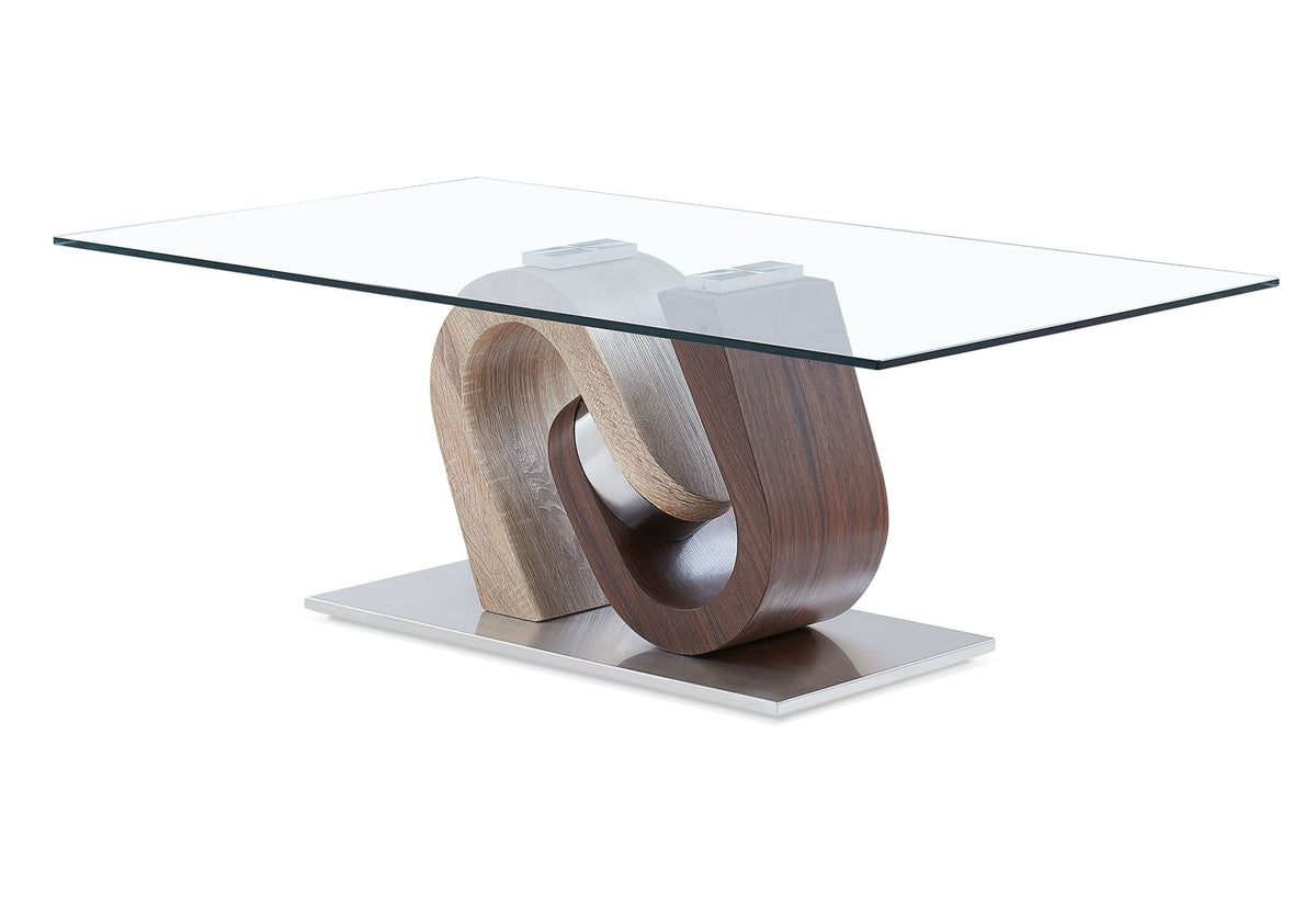 T4126 - Coffee Table Column - Dark Brown / Oak