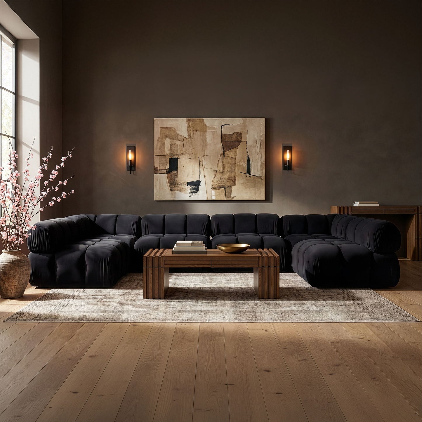 Orin - U-Shaped Velvet 6 Piece Modular Sectional