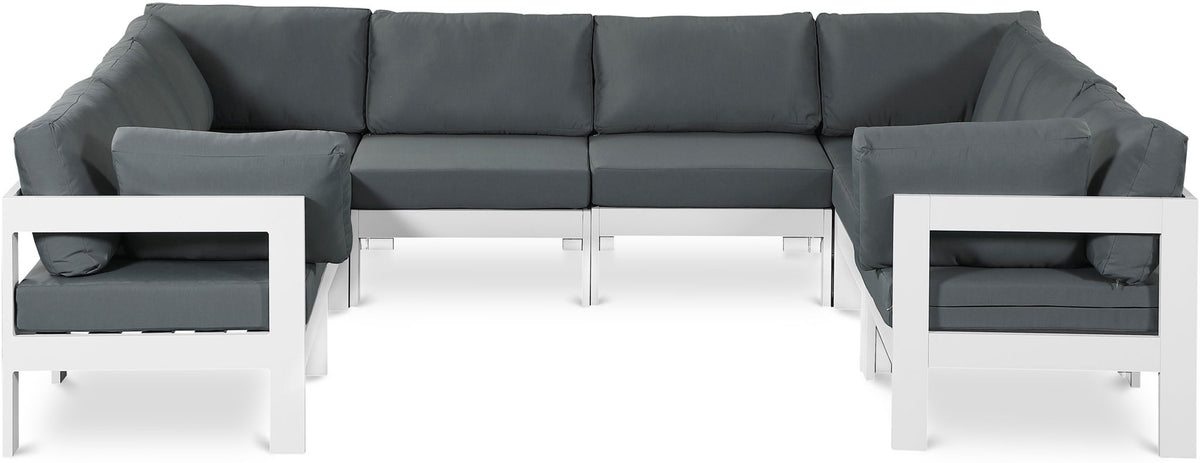 Nizuc - Outdoor Patio 8 Piece Modular Sectional With White Frame