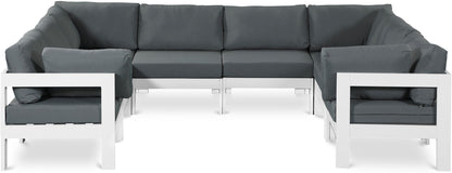 Nizuc - Outdoor Patio 8 Piece Modular Sectional With White Frame
