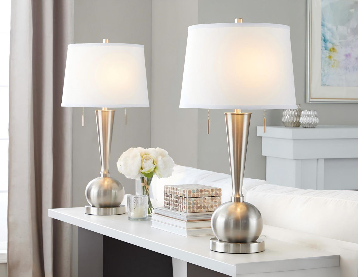 Jules - Contemporary Table Lamp Built In USB Port (Set of 2) - Brushed Nickel