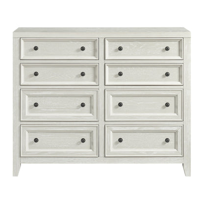 8 Drawer Dresser With Classic Framed Fronts And Smooth Glides - White