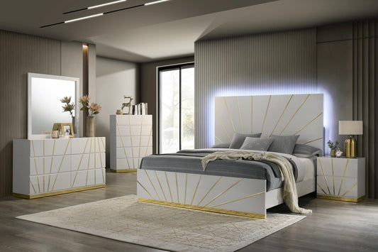 B205 - Nightstand - White / Gold