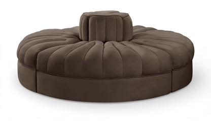 Rummi - Round Velvet Performance Fabric Upholstered 4 Piece Modular Sofa