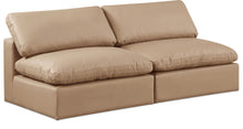 Load image into Gallery viewer, Comfy - Faux Leather Modular Armless Sofa 2 Pieces - Light Brown

