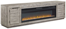 Load image into Gallery viewer, Naydell - 92" TV Stand With Wide Fireplace Insert - Gray
