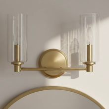 Load image into Gallery viewer, Regal - Double Light Vanity With Clear Ribbed Satin - Antique Brass / Clear
