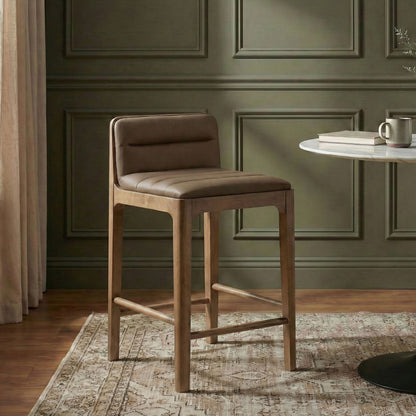 Ellis - Vegan Leather Upholstered Counter Stool (Set of 2) - Brown Base