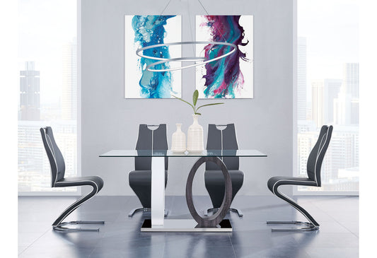 D1628 - 5 Piece Dining Room Set (D1628 Dining Table And 4 D4127 Dining Chairs) - Silver