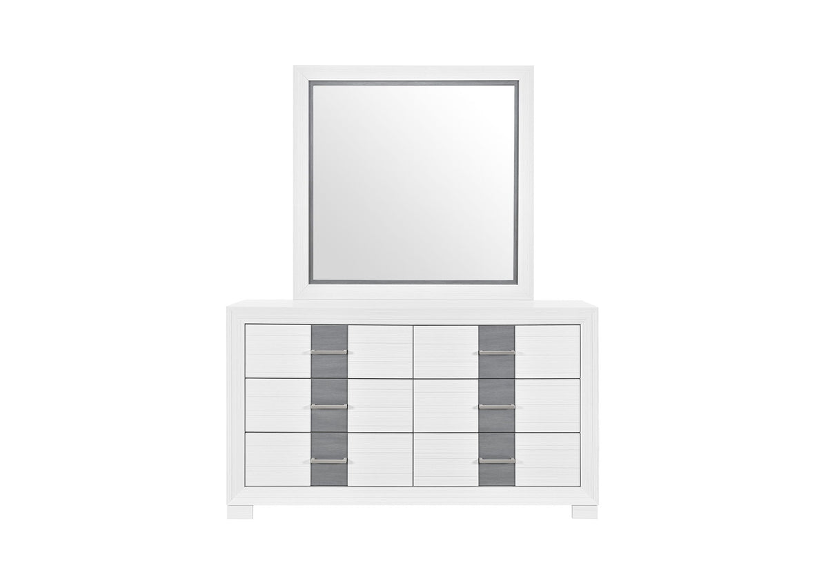Optimus - 4 Piece Bedroom Set (Full Bed, Dresser, Mirror, Nightstand) - White