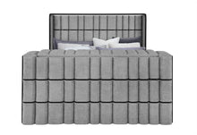 Load image into Gallery viewer, Isabella - King Upholstered Bed With LED, TV Lift, Bluetooth Speaker And Firpeplace Crystal - Gray
