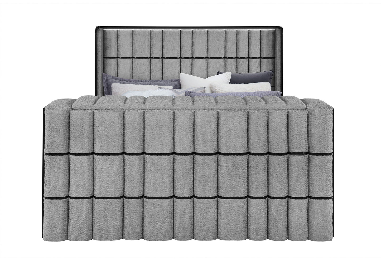 Isabella - King Bed Footboard With 50" TV Lift, EU And Bluetooth Speaker - Gray