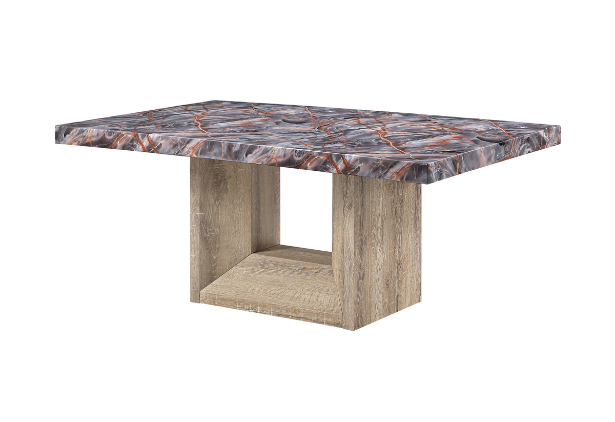 D02 - 5 Piece Dining Room Set (Dining Table, 4 Chairs) - Lava / Natural