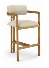 Load image into Gallery viewer, Aurum - Vegan Leather Upholstered Counter Stool With Brushed Brass Base
