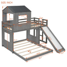 Load image into Gallery viewer, Loft Bunk Bed With Playhouse, Farmhouse, Ladder, Slide And Guardrails
