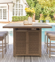 Load image into Gallery viewer, Walton Bridge - Square Bar Table W/Fire Pit - Driftwood
