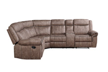 Load image into Gallery viewer, Dollum - Two Tone Nubuck Manual Recliner Sectional Sofa With USB Port Cupholder Console

