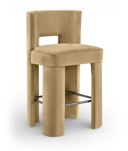 Zuno - Velvet Performance Fabric Upholstered Bar Stool (Set of 2)