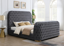Load image into Gallery viewer, B541 - Velvet Bed With Fireplace, TV Mount &amp; Bluetooth Speaker &amp; USB
