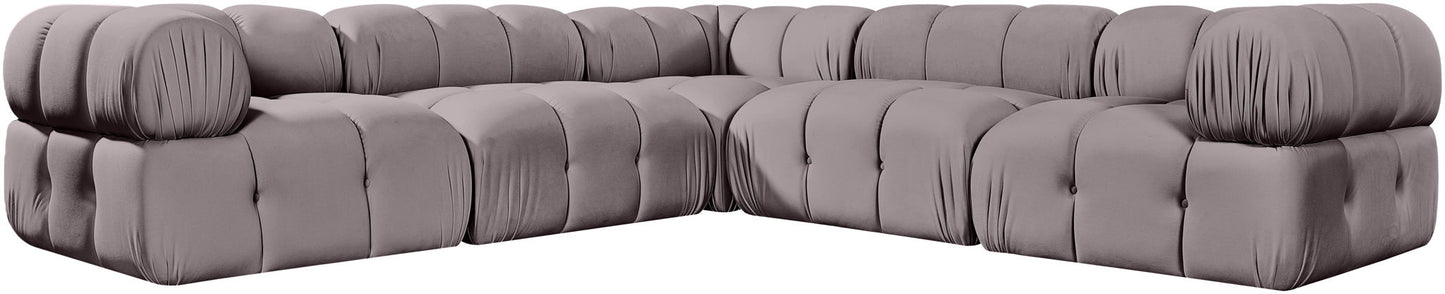 Orin - Velvet 5 Piece Modular Corner Sectional