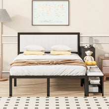 Load image into Gallery viewer, Platform Bed With 2 Tier Storage Shelves, Storage Cabinet
