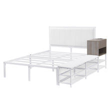 Load image into Gallery viewer, Platform Bed With 2 Tier Storage Shelves, Storage Cabinet
