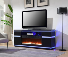 Load image into Gallery viewer, W034-TV - Fire Place TV Stand With Bluetooth Speaker, Multi Colors, RGB LED Light - Black
