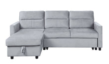 Load image into Gallery viewer, Ruby - Reversible Sleeper Sectional Sofa With Storage Chaise And Side Pocket - Light Gray
