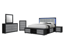 Load image into Gallery viewer, Emma - King Bed With LED And USB - Black / Gray
