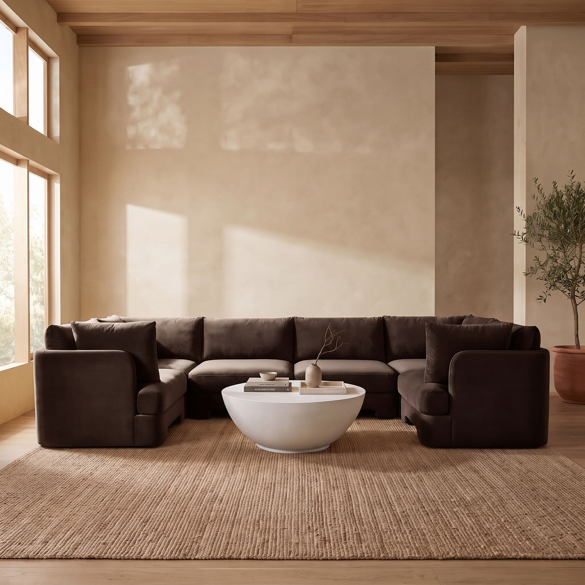 Hammond - Velvet Performance Fabric Upholstered 6 Piece U-Shaped Sectional