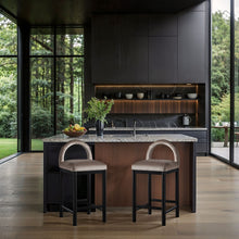 Load image into Gallery viewer, Conrad - Velvet Counter Stool With Black Legs
