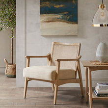 Load image into Gallery viewer, Chair With Cane Inset Back And Upholstered Seat - Light Brown

