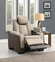 Load image into Gallery viewer, U78 - Power Reclining Chair With Power Headrest, Storage Arms / USB And Wireless Charger - Sand / Brown
