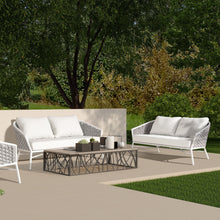 Load image into Gallery viewer, Rowan - Rope Barrel Back Patio Conversation Loveseat Sofa - Optic White
