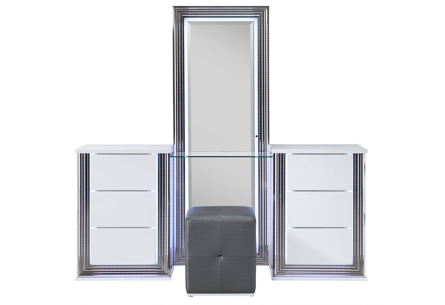 Ylime - Floor Mirror With LED - Smooth White