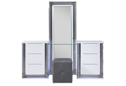 Ylime - Floor Mirror With LED - Smooth White