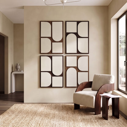 Icon - Mango Wood 4 Piece Wall Art - Brown / Natural