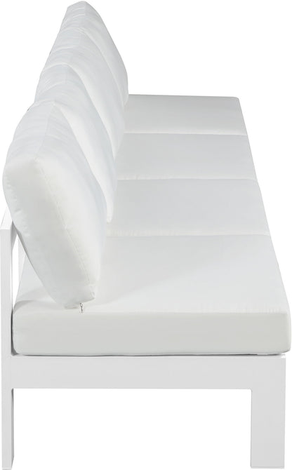 Nizuc - Outdoor Patio 4 Seat Armless Modular Sofa With White Frame