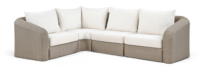 Seacrest - Olefin Water Resistant Fabric And Wicker 4 Piece Outdoor Patio Modular Sectional