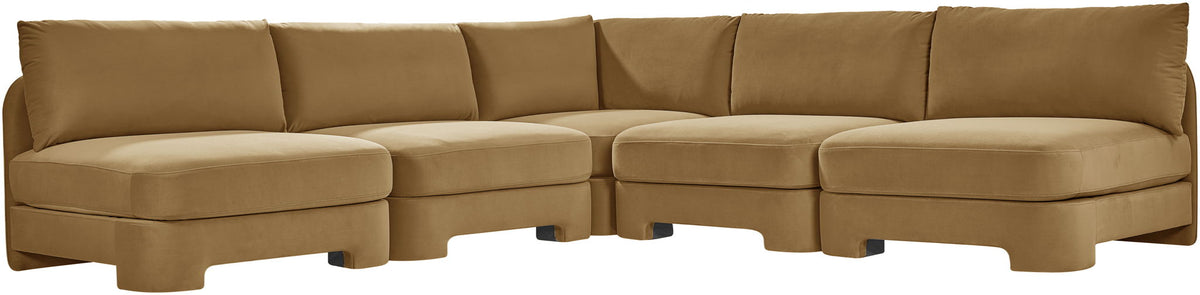 Hammond - Velvet Performance Fabric Upholstered 5 Piece Armless Sectional