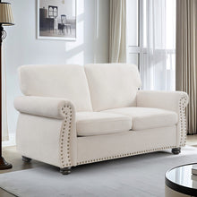 Load image into Gallery viewer, Soft Loveseat, Upholstered 2 Seater Couch, Loose Back Cushions And Turned Legs
