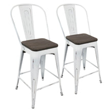 Load image into Gallery viewer, Oregon - Industrial High Back Counter Stool (Set of 2) - Vintage White / Espresso
