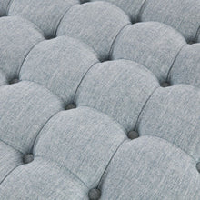 Load image into Gallery viewer, Skirted Tufted Round Ottoman With Button Top - Gray
